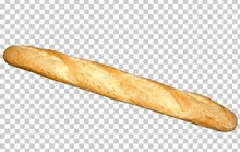 a long loaf of bread is sitting on a transparent background .