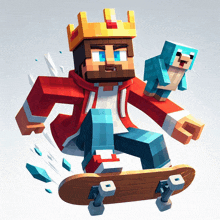 a man wearing a crown is riding a skateboard