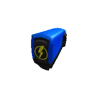 a blue box with a yellow lightning bolt on the side