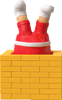 a cartoon character is stuck in a brick chimney