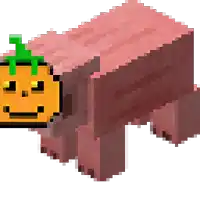 a pixel art drawing of a pig with a pumpkin head