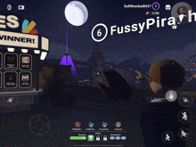 a screenshot of a video game with the name fussypirah on it