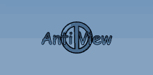 a blue background with a logo for anti view