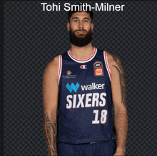 a basketball player named tohi smith-milner is wearing a walker sixers jersey