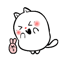 a cartoon drawing of a cat giving a peace sign .