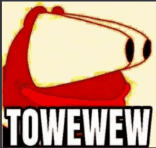 a cartoon character with a red scarf around his head and the word towewew written on it .