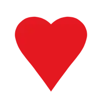 a red heart on a white background with a shadow