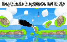 a screen shot of a video game with the words beyblade beyblade let it rip