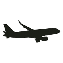 a silhouette of a large passenger jet flying in the sky .