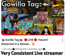 a very consistent live streamer is shown on a youtube channel