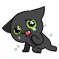 a black cat with green eyes is crying with tears running down its face