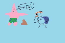 a drawing of patrick star and a turtle says gain dir