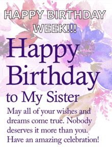 a birthday card for a sister with purple flowers on it