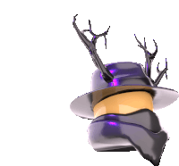 a 3d rendering of a purple hat with antlers