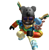 a cartoon character wearing a koala hat and sunglasses is holding a camera .