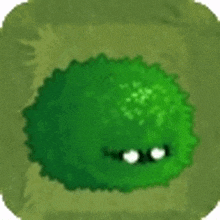 a cartoon illustration of a green shrub with a face .