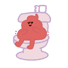 a cartoon illustration of a red poop sitting on a toilet