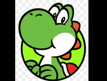 a cartoon drawing of a green and white yoshi