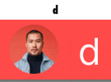 a picture of a man in a circle with the letter d in the corner