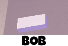 a bob logo with a purple block in the corner