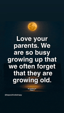 a quote that says love your parents . we are so busy growing up that we often forget that they are growing old