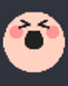 a pixel art drawing of a crying face with its eyes closed and a black mouth .