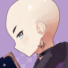 a cartoon character with a bald head and earrings