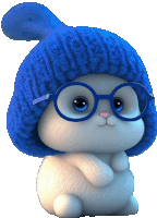 a bunny wearing glasses and a blue hat