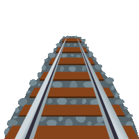 a cartoon illustration of a train track with rocks on the side