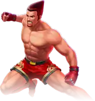 a shirtless man in red shorts with flames on the shorts