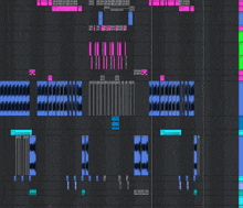 a computer screen shows a bunch of different colored boxes and lines