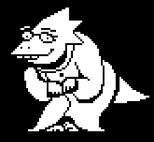 a pixel art drawing of a lizard wearing glasses and a scarf