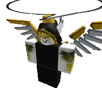 a roblox character with wings and a hat on