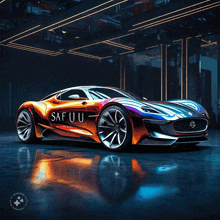 a colorful sports car with the word safuu on the side