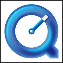 a blue letter q with a clock inside