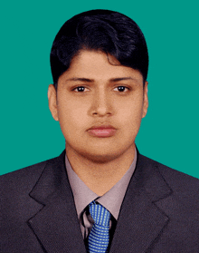 a man wearing a suit and tie against a blue background