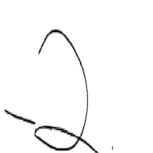 a black and white drawing of a person 's hand signing a document .