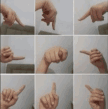 a collage of pictures of a person 's hands pointing