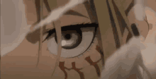 a close up of a person 's eye in a cartoon with smoke coming out of it .