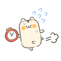 a drawing of a hamster holding a clock with the letter v in the middle