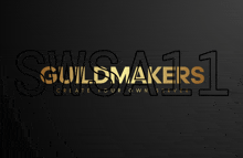 a black and gold logo for guild makers 11