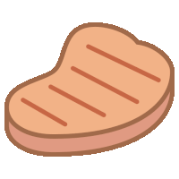 a cartoon illustration of a steak with grill marks on it