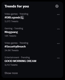 a screenshot of trends for you on a black screen