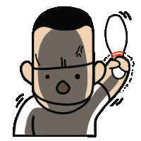 a cartoon drawing of a man holding a balloon