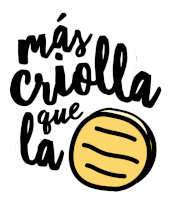 a sticker that says mas criolla que la with a coin