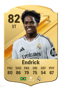 a soccer card with the name endrick and the number 82 on it