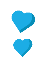 two blue hearts are on a white background