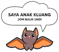 a cartoon bat with a speech bubble saying saya anak kluang jom balik undi