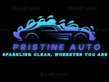 pristine auto sparkling clean wherever you are logo on a black background