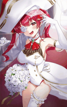 a girl with red hair is wearing a white dress